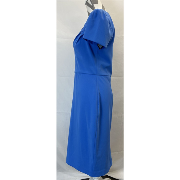 NWT Badgley Mischka Cornflower Blue Cocktail Dress sz 8 Slimming Pleats Charity - Picture 4 of 11